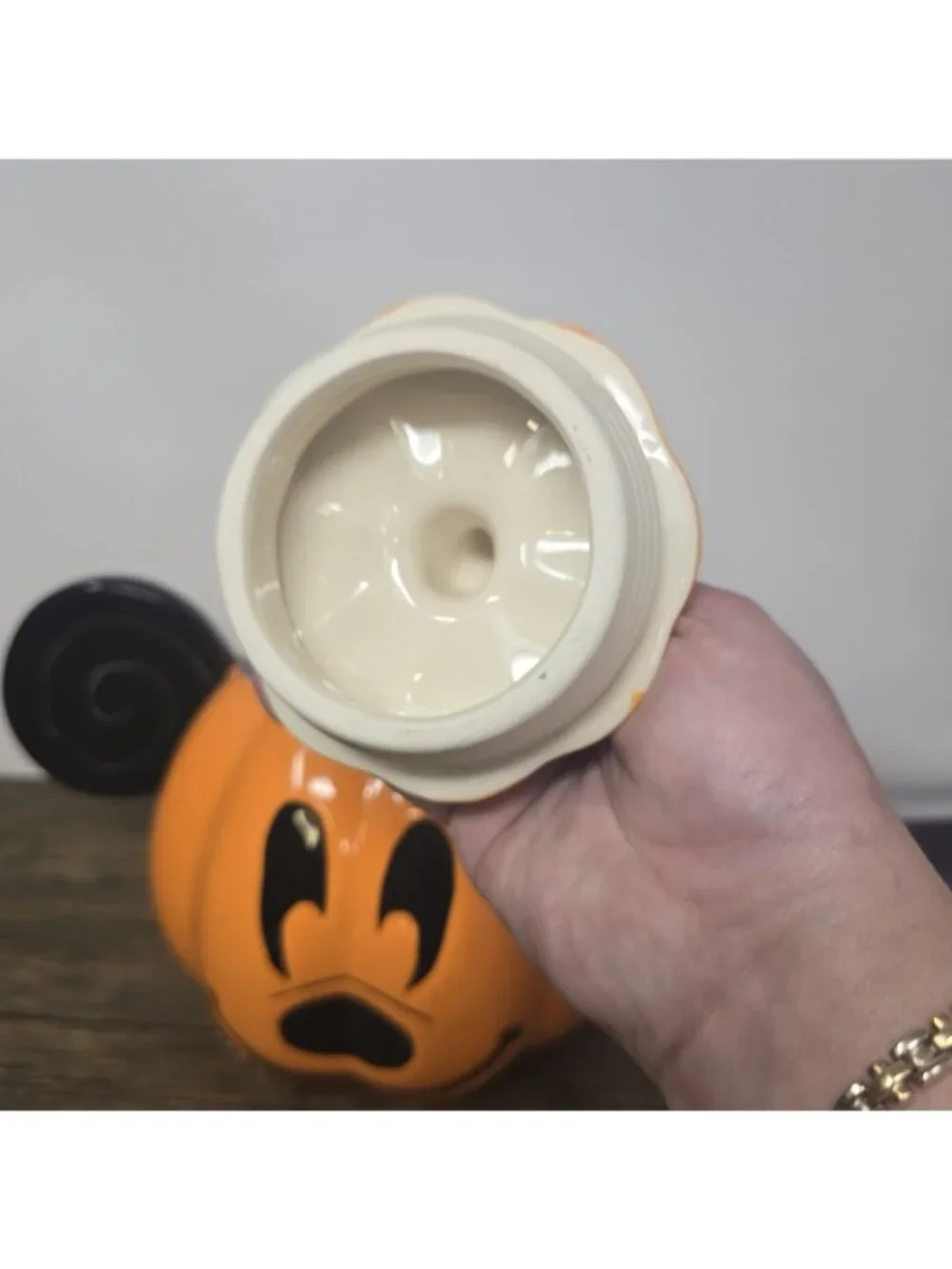 Disney Mickey Mouse Halloween Jack o Lantern Pumpkin Ceramic Cookie Jar Canister